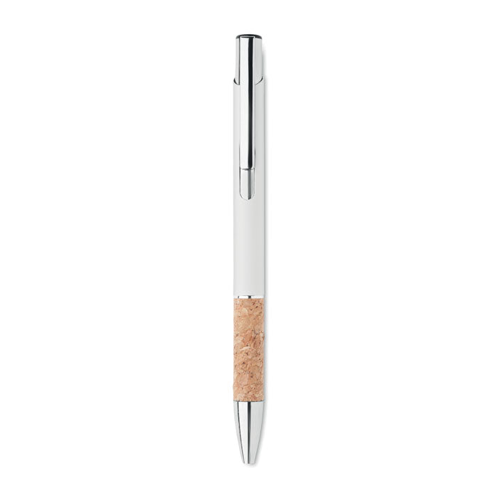 Branded Aluminium Push Button Pen with Cork Grip without branding