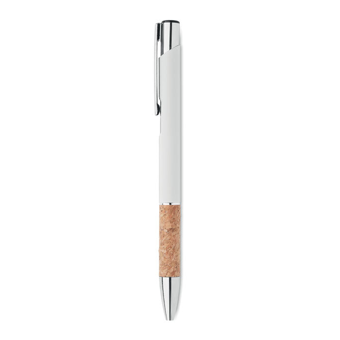 Branded Aluminium Push Button Pen with Cork Grip without branding