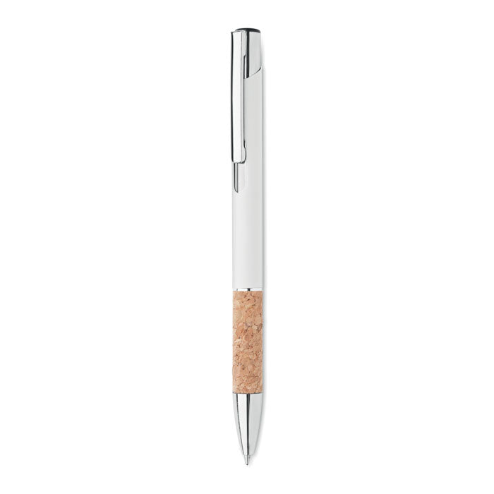 Branded aluminium push button pen with cork grip