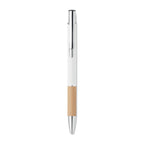 Branded Aluminium Push Button Pen with Bamboo Grip without branding