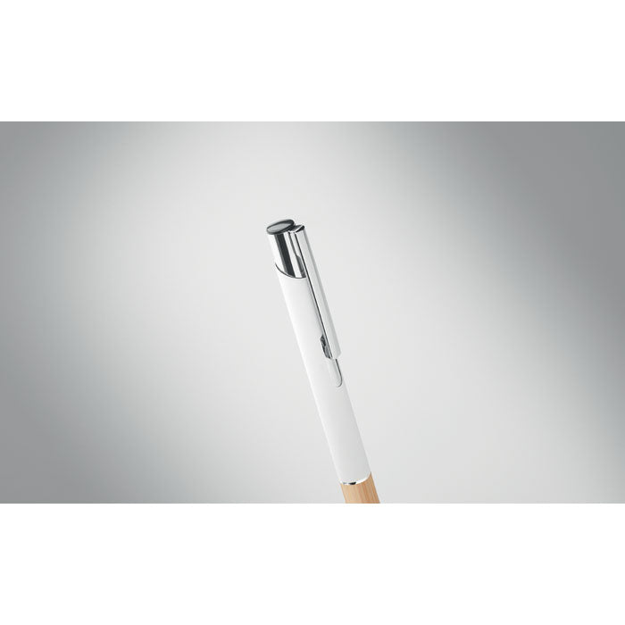 Branded Aluminium Push Button Pen with Bamboo Grip without branding