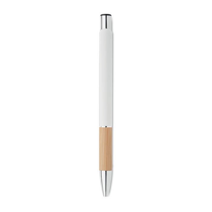Branded Aluminium Push Button Pen with Bamboo Grip without branding