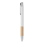 Branded Aluminium Push Button Pen with Bamboo Grip without branding