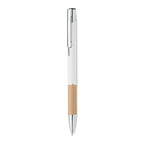 Branded aluminium push button pen with bamboo grip