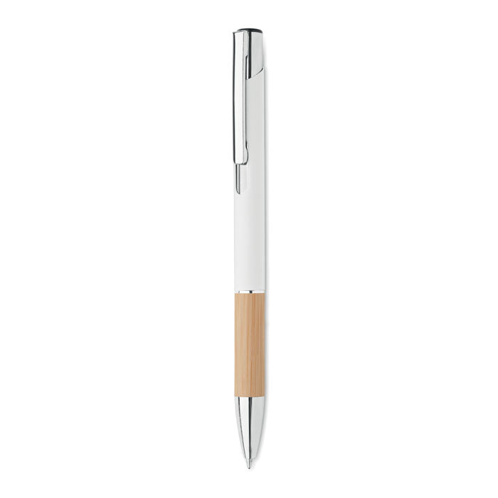 Branded aluminium push button pen with bamboo grip