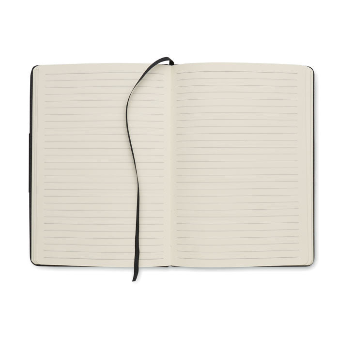 Branded notebook, pen and bottle gift set, open