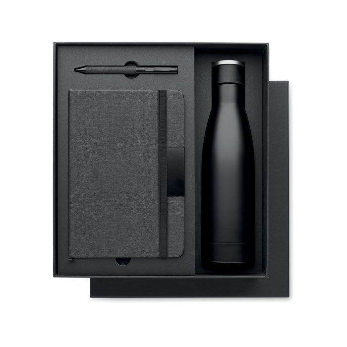 Branded Notebook, Pen and Bottle Gift Set without branding
