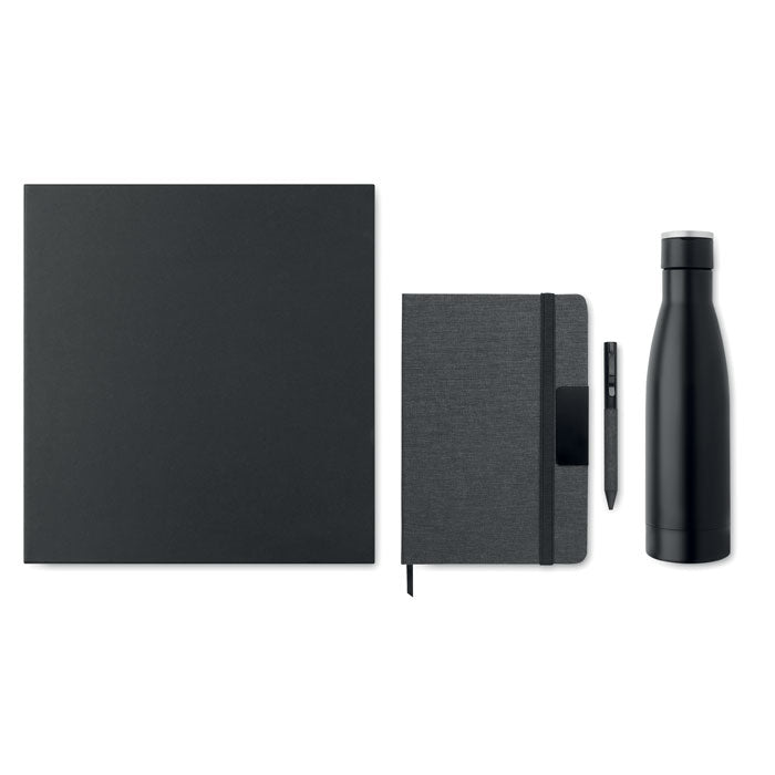 Branded Notebook, Pen and Bottle Gift Set without branding