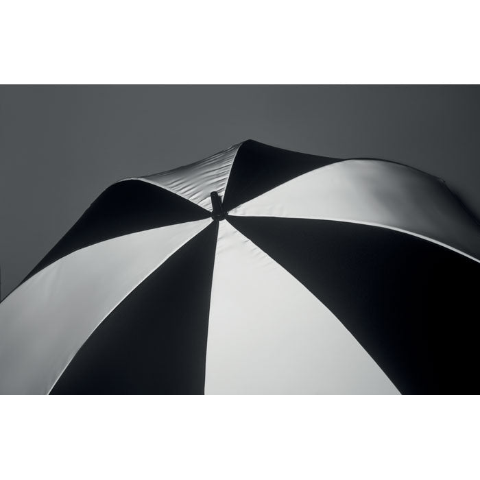 Branded 30 Inch Reflective Panel Umbrella in use