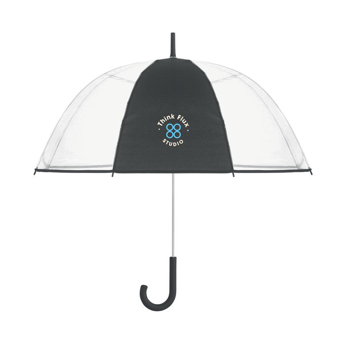 Branded 23 Inch Transparent Umbrella in Black