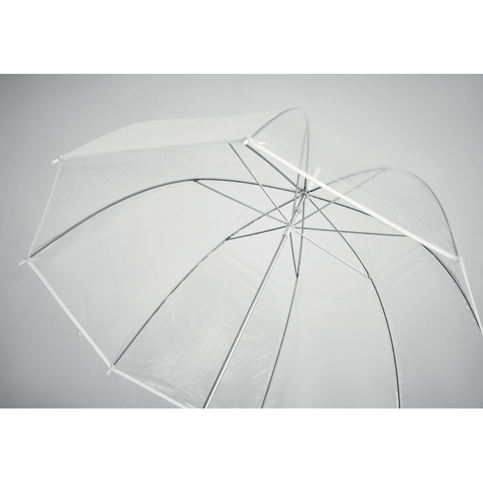 Branded 23 Inch Transparent Umbrella in use
