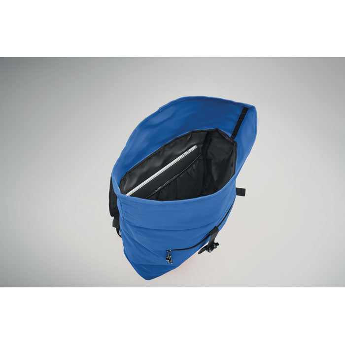 Branded 15 Inch Rolltop Backpack in use