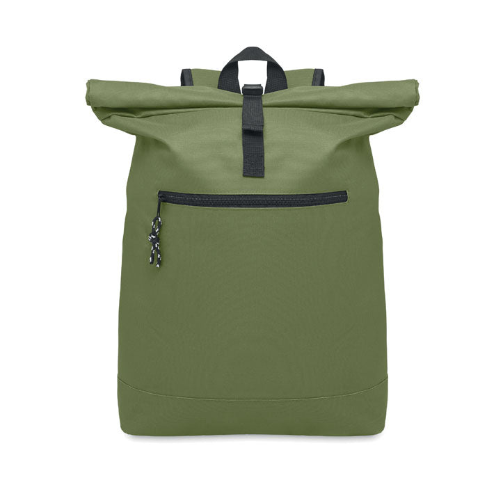 Branded 15 Inch Rolltop Backpack in Green