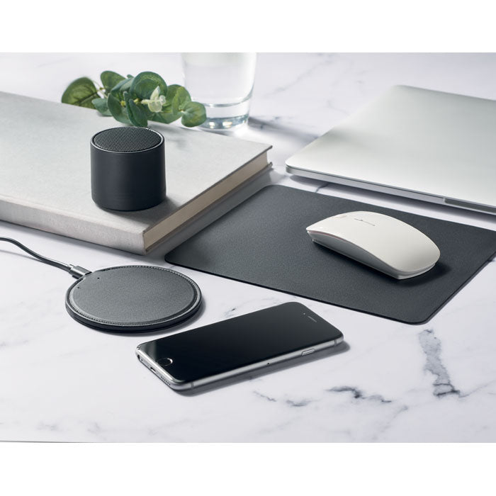 Branded Wireless Speaker with PU Casing in use