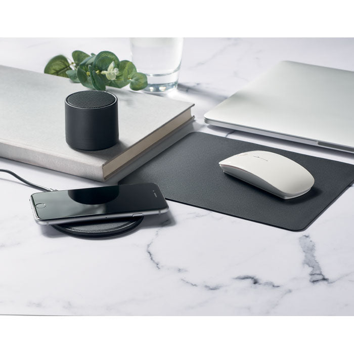 Branded Wireless Speaker with PU Casing in use
