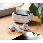 Branded Solar Charging TWS Earbuds in use