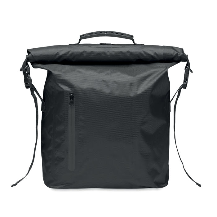 Branded RPET Waterproof Rolltop Bag in Black