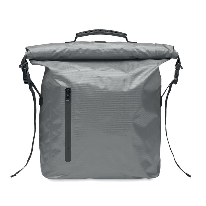 Branded RPET Waterproof Rolltop Bag in Grey