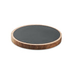 Branded Acacia and PU Wireless Charger without branding