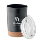 Branded Steel Tumbler with Cork Base in Black