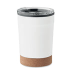Branded steel tumbler with cork base