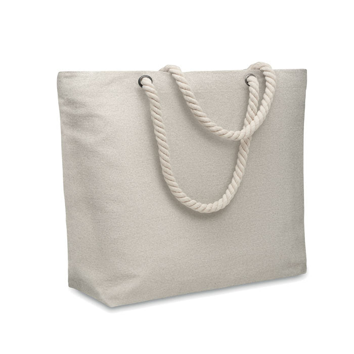 Branded Cord Handle Beach Bag 220gsm in Grey