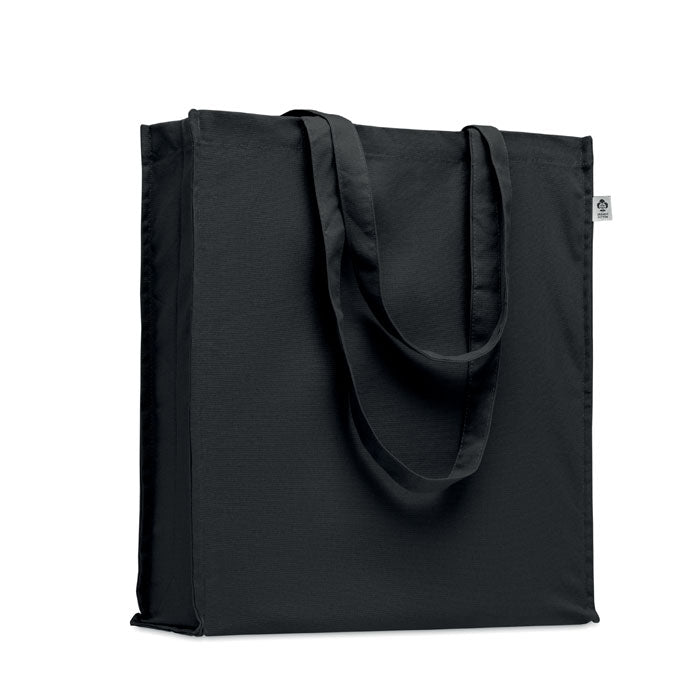 Branded Organic Cotton Gusset Tote Bag in Black