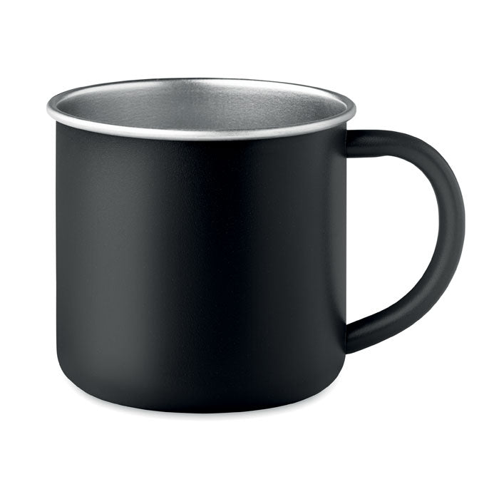Branded Single Wall Recycled Steel Mug in Black