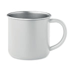 Branded Single Wall Recycled Steel Mug in White
