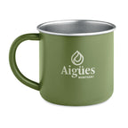 Branded Single Wall Recycled Steel Mug in Green