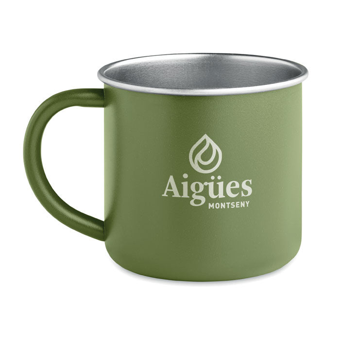 Branded Single Wall Recycled Steel Mug in Green