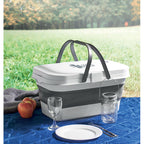Branded Collapsible Silicone Picnic Basket in use