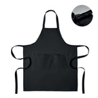 Branded Organic Cotton Bib Apron with Button Strap 240gsm in Black