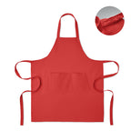 Branded Organic Cotton Bib Apron with Button Strap 240gsm in Red