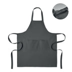 Branded Organic Cotton Bib Apron with Button Strap 240gsm in Grey