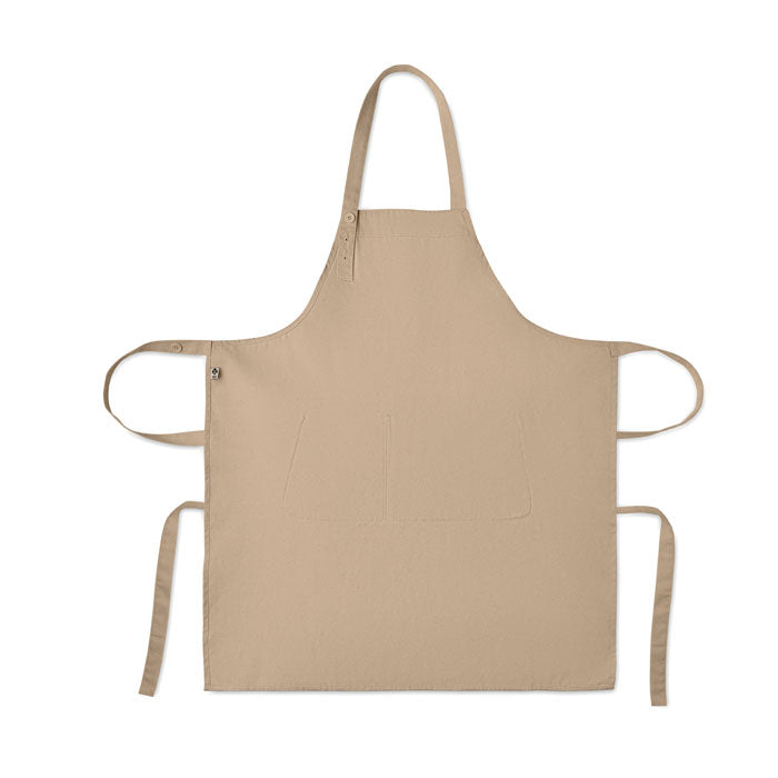 Branded Organic Cotton Bib Apron with Button Strap 240gsm without branding