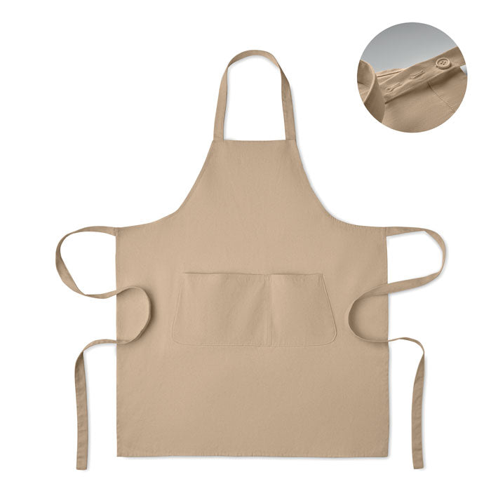 Branded Organic Cotton Bib Apron with Button Strap 240gsm