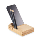 Branded Bamboo Desktop Calendar with Phone Holder without branding