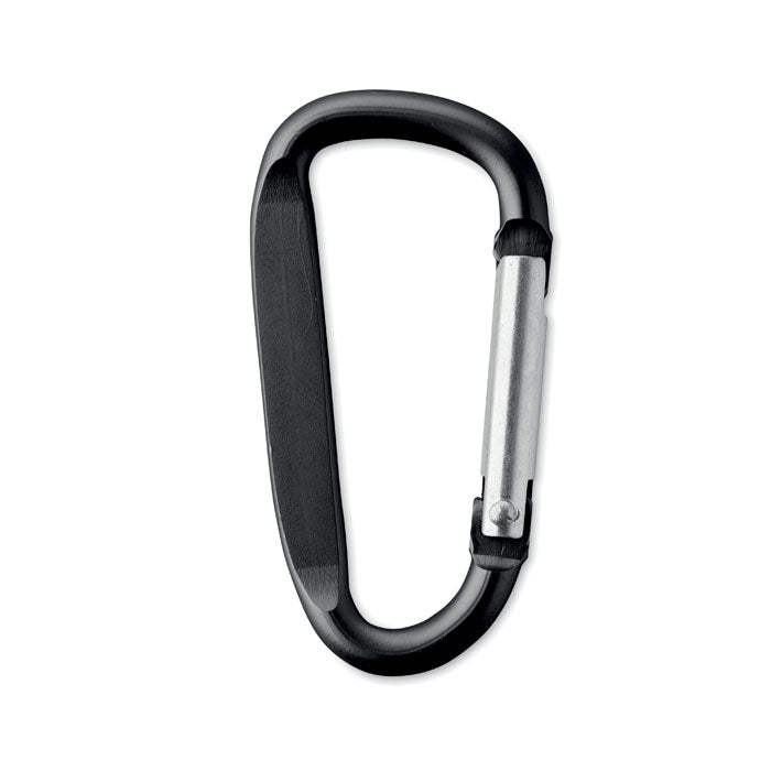 Branded Aluminium Carabiner Clip in Black