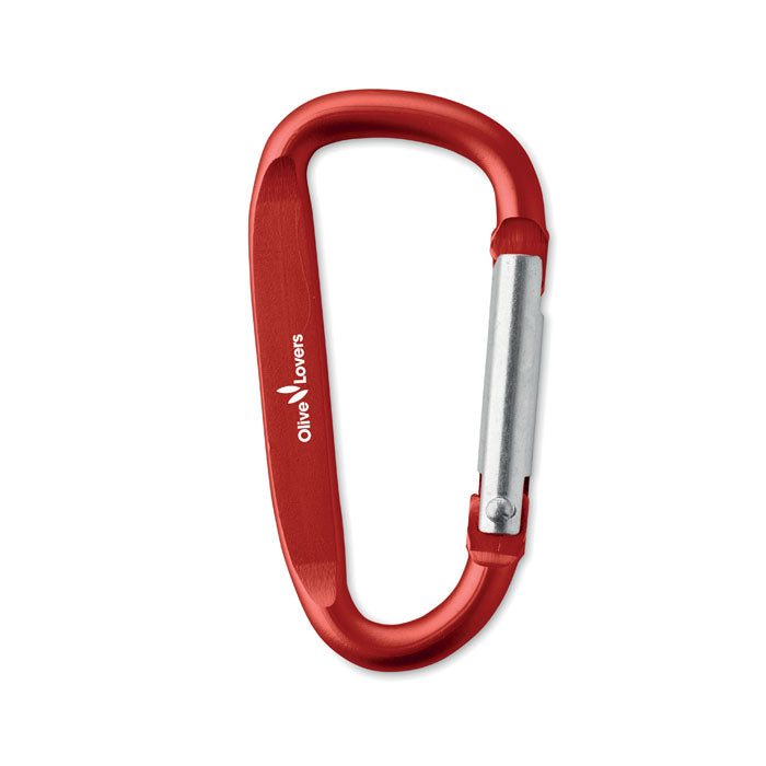 Branded Aluminium Carabiner Clip in Red