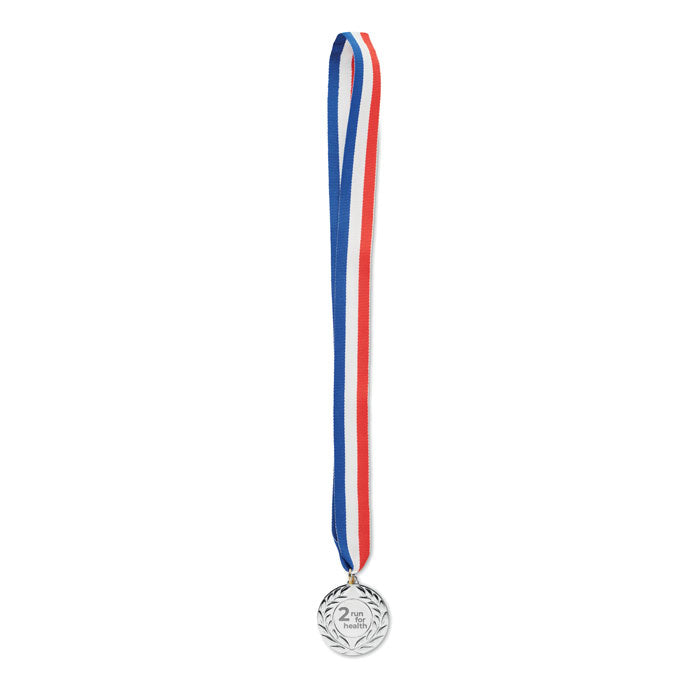 Branded 5cm Iron Medal with Ribbon in Silver