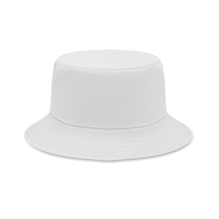 Branded Brushed Cotton Bucket Hat 260gsm in White
