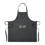 Branded Recycled Cotton Kitchen Apron with Pocket 220gsm in Black