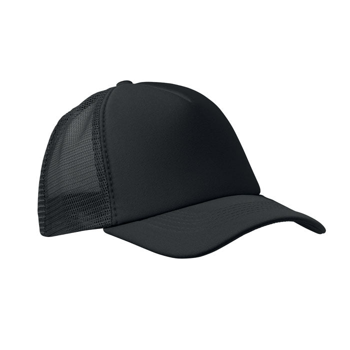 Branded 5 Panel Trucker Cap in Black