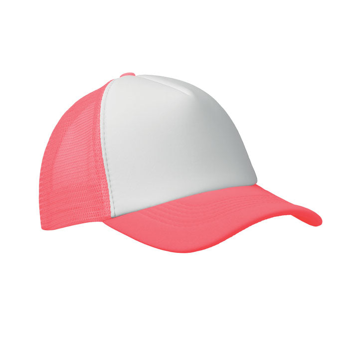 Branded 5 Panel Trucker Cap in Pink