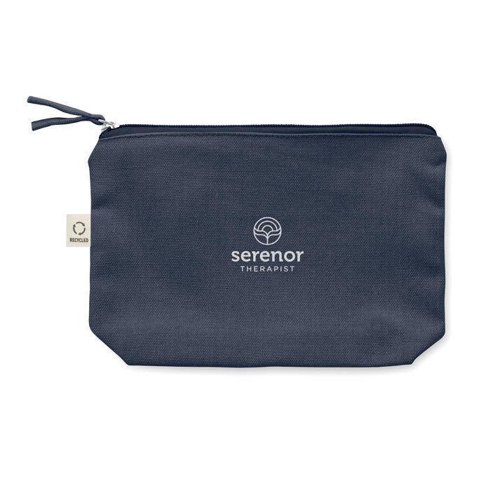 Branded Recycled Cosmetic Bag 320gsm in Blue