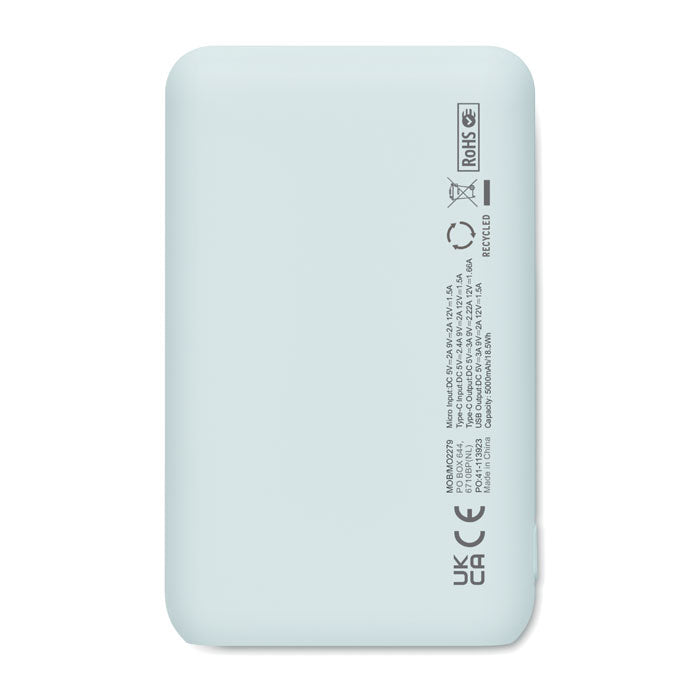 Branded Recycled ABS Power Bank 5000mAh 20W without branding