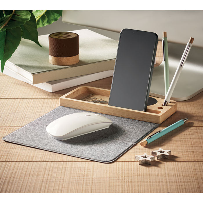 Bamboo Desk Organiser Phone Stand