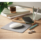 Branded All in 1 Bamboo Desk Organiser Phone Charger in use