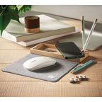 Branded All in 1 Bamboo Desk Organiser Phone Charger in use